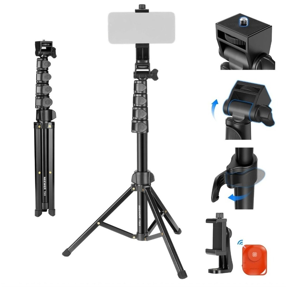 Neewer TS03 Tripod Stand Black 66 Inch Adjustable Aluminum Travel NEW